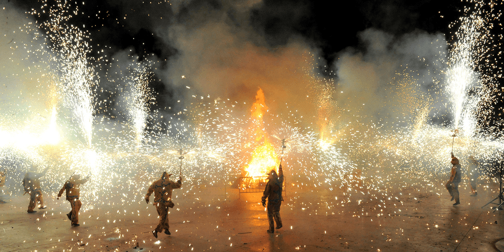 Fire show in the Festival of Sant Joan in Barcelona